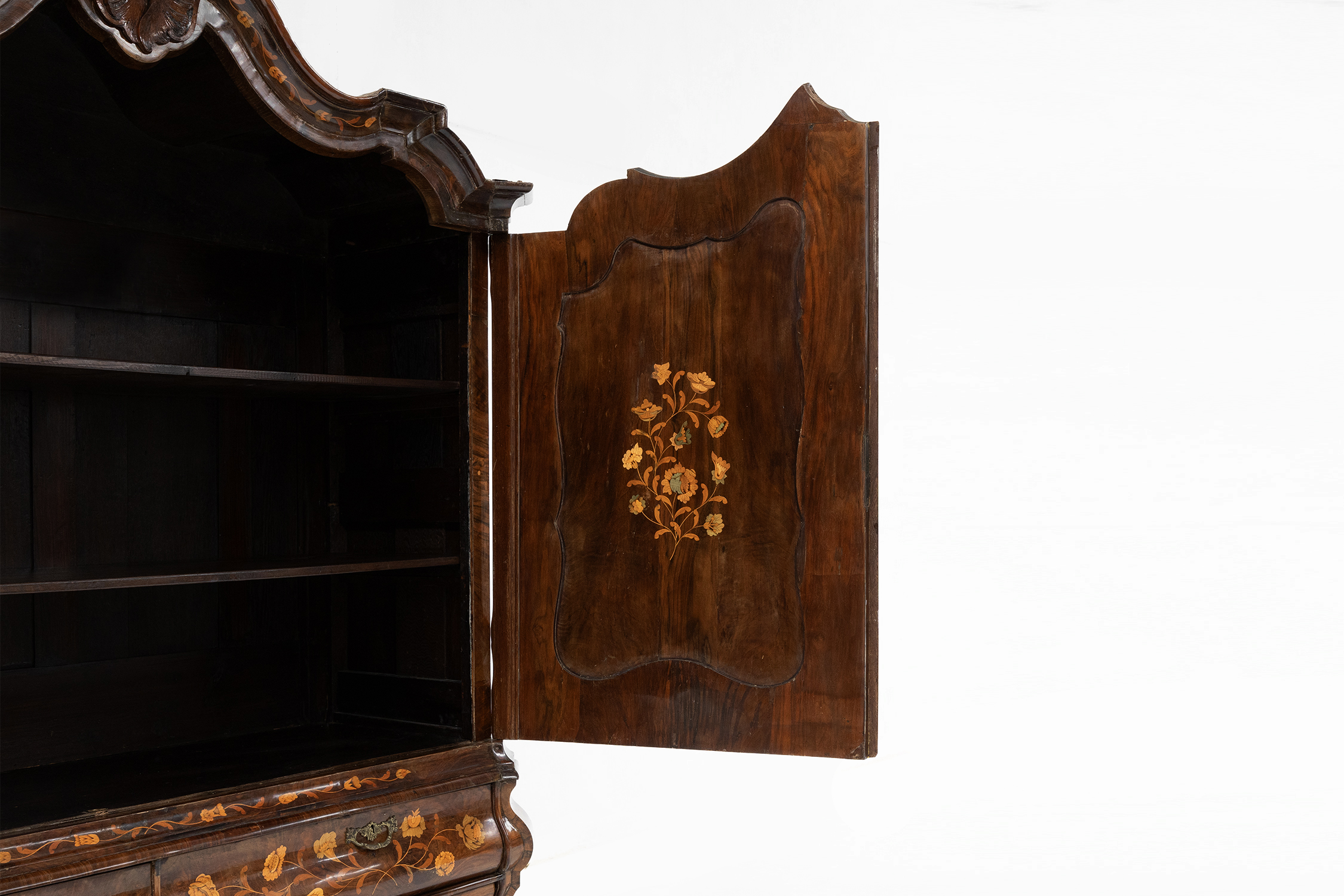 Dutch bombe two doors cabinet with floral marquetry, ca. 1750thumbnail